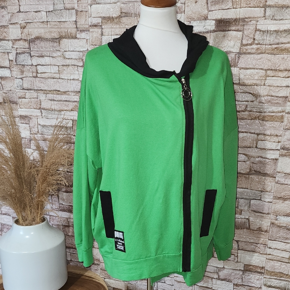 New Style Made In Italy Green and Black Full Zip Hoodie